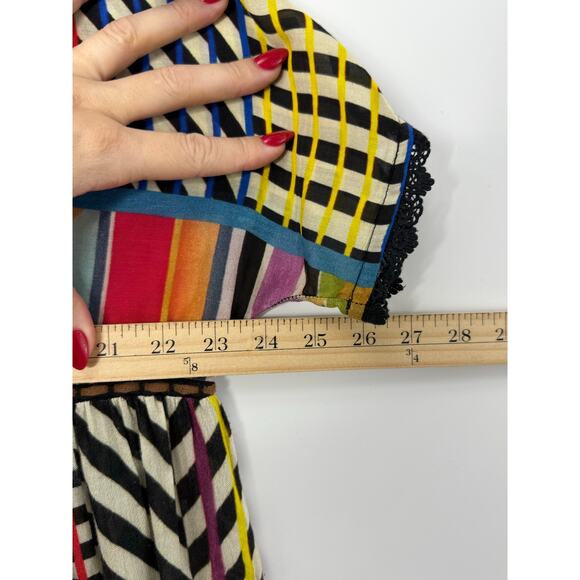 Anthropologie Conditions Apply Patchwork Stripe Babydoll Tunic XL Rainbow Artsy - Picture 10 of 14